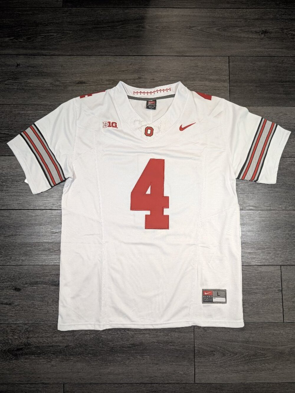 Jeremiah Smith #4 White Buckeye Stripe 2026 OSU Ohio State Football Jersey Large